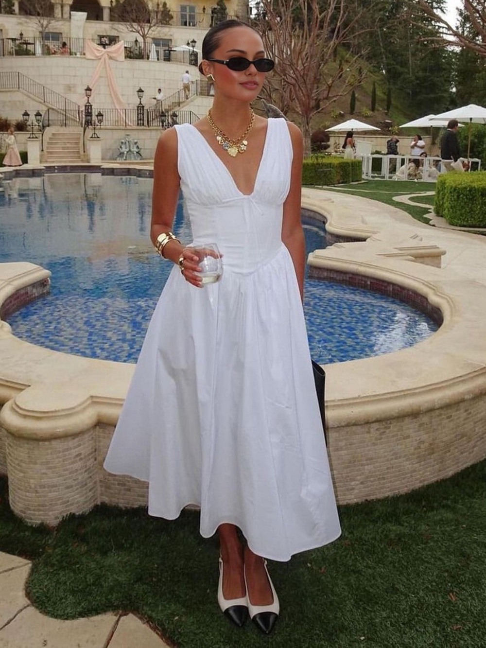Commense Plain Sleeveless Midi Dress 100 % cotton NWT